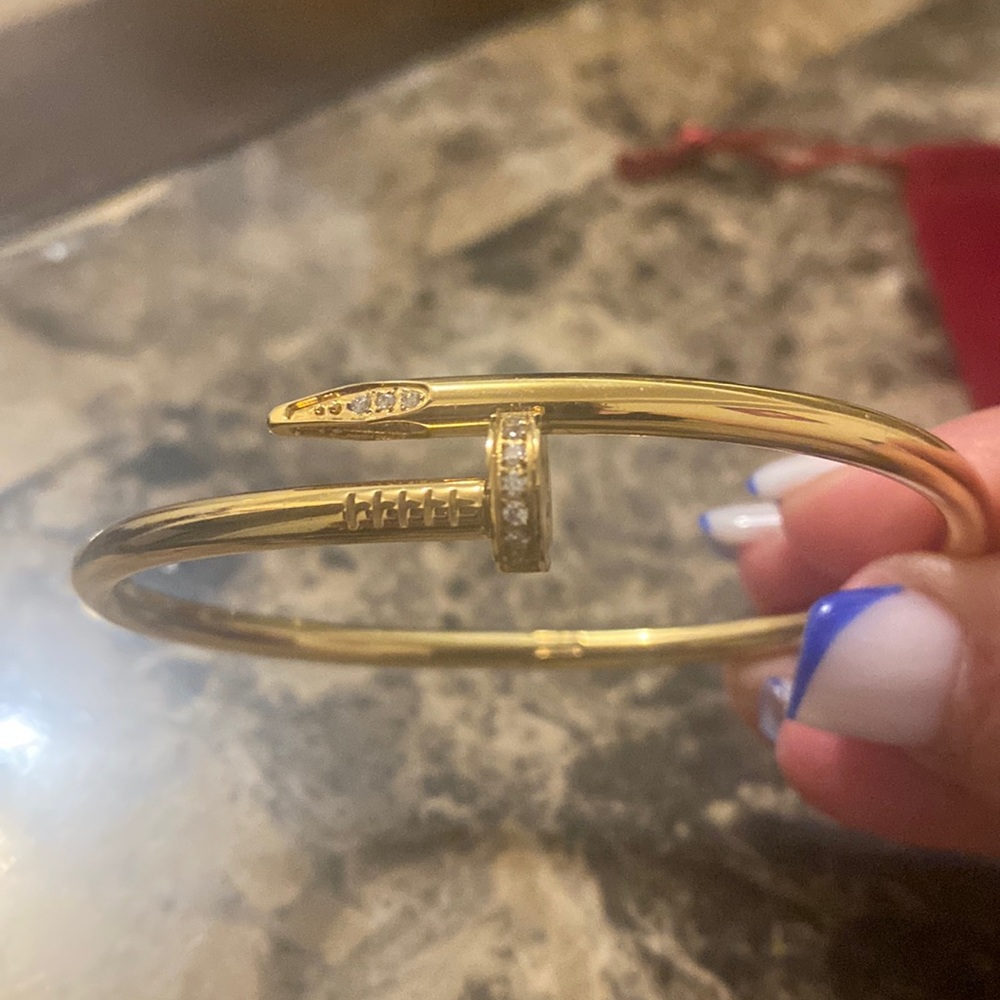 Nail Bangle Inspired Gold Tone 19cm